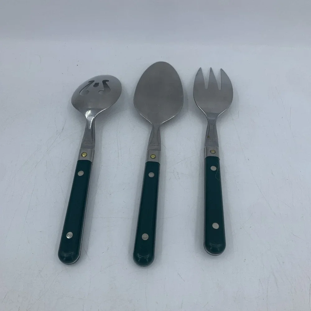 Vintage Ginkgo International Le Prix 3 PC Stainless‎ Steel Hostess Serving Set